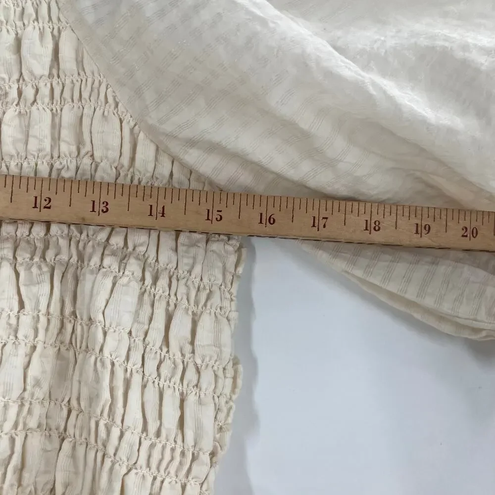 Old Navy Fitted Puff-Sleeve Smocked Top Cream Women’s Large Boho Milkmaid
